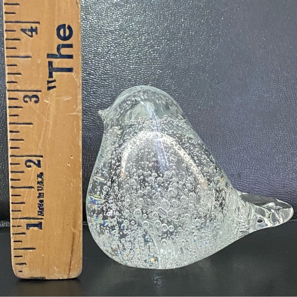 Murano Style Clear Glass Bird Paperweight Controlled Bubbles Art Glass Bird - Picture 8 of 15
